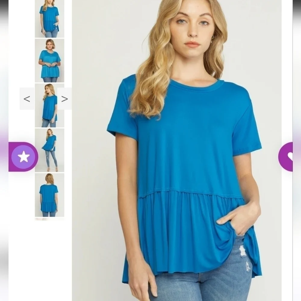 Entro short sleeve Peplum Top Blue size 1X - Picture 2 of 12
